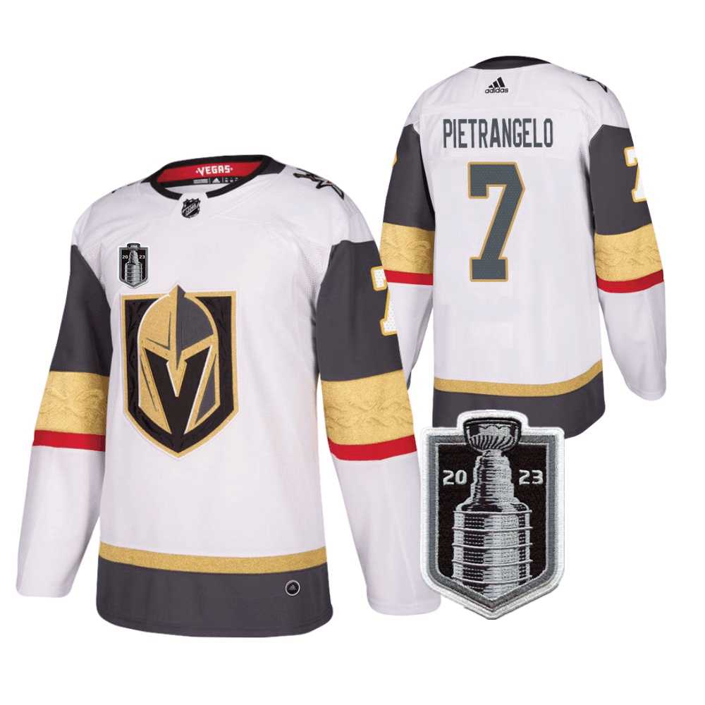 Men%27s Vegas Golden Knights #7 Alex Pietrangelo White 2023 Stanley Cup Final Stitched Jersey Dzhi